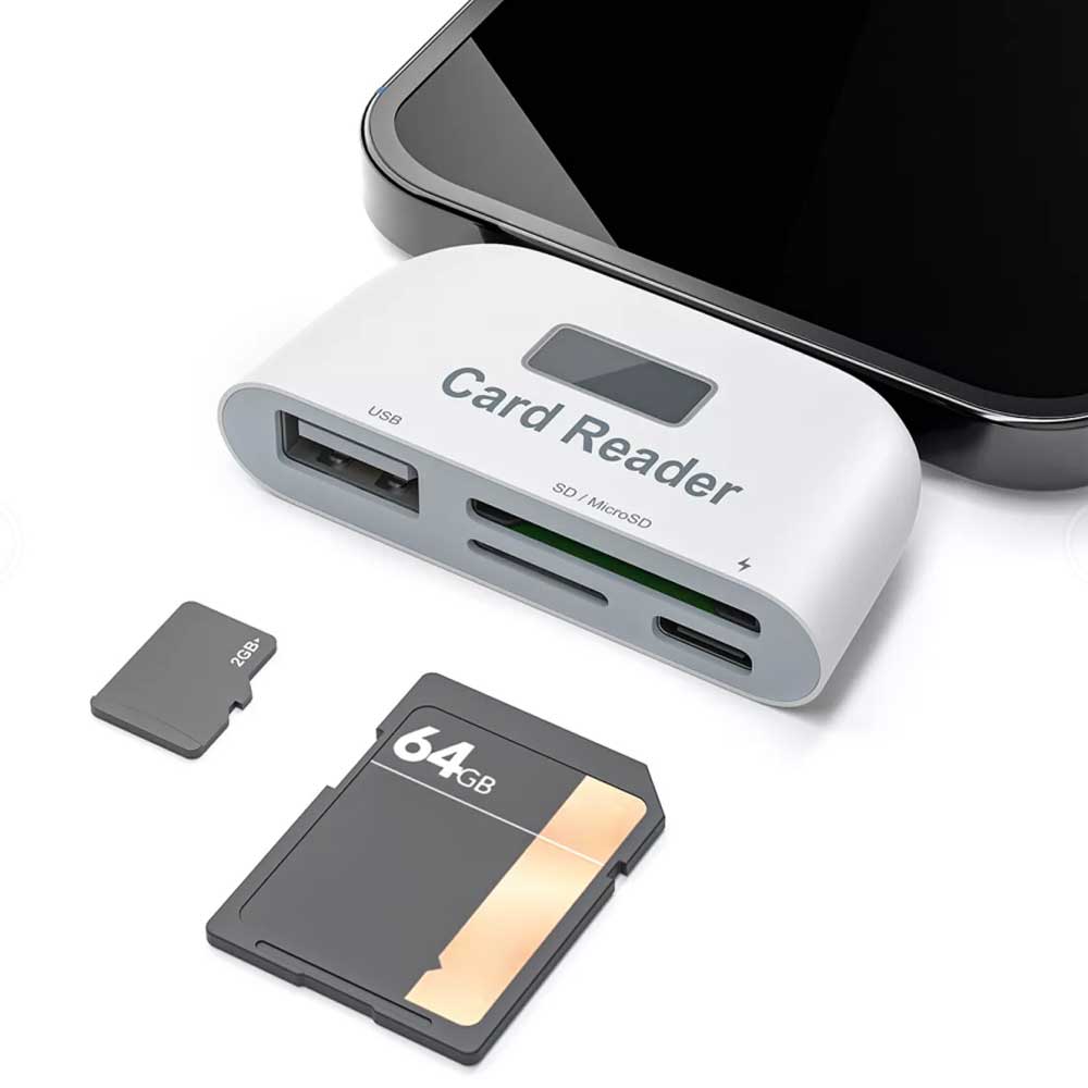 4-in-1 USB SD TF Card Memory Card Reader OTG Adapter For iPhone 14 13 12 11 iPad