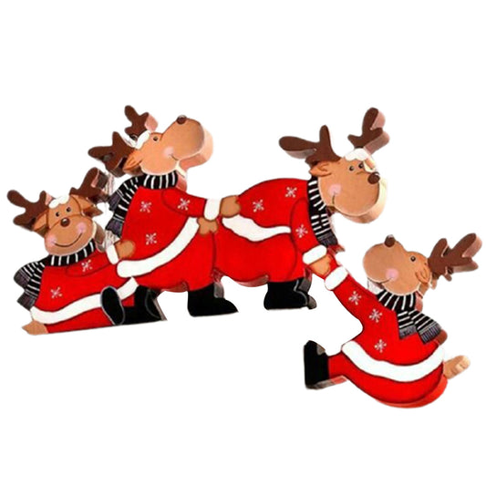 Home Decoration Christmas Door Frame Wooden Adornment Elk Santa Claus Props