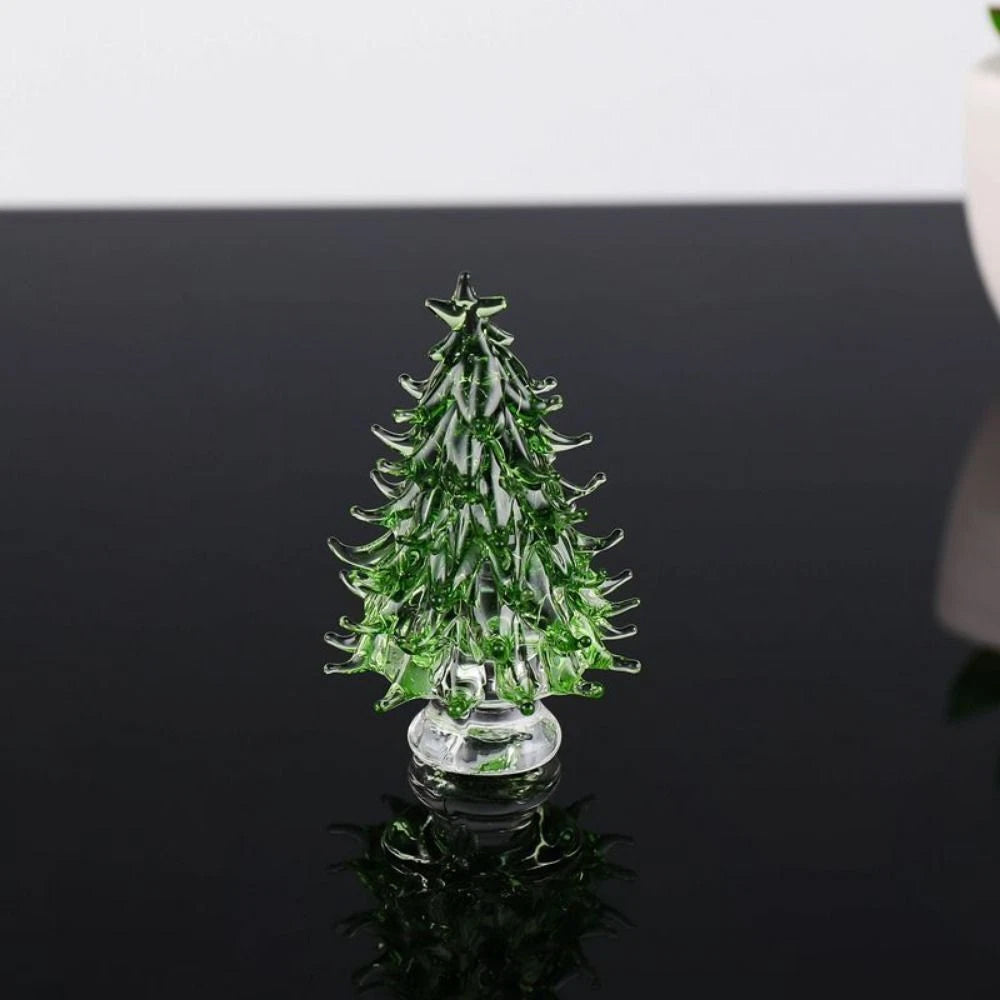 Elegant Crystal Tree Figurine with Display Cover 3D Glass Christmas Tree for Desk Decor & Gift