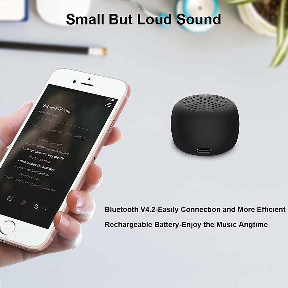 Mini Bluetooth Speaker Wireless Portable Rechargeable Black Splash Resistant