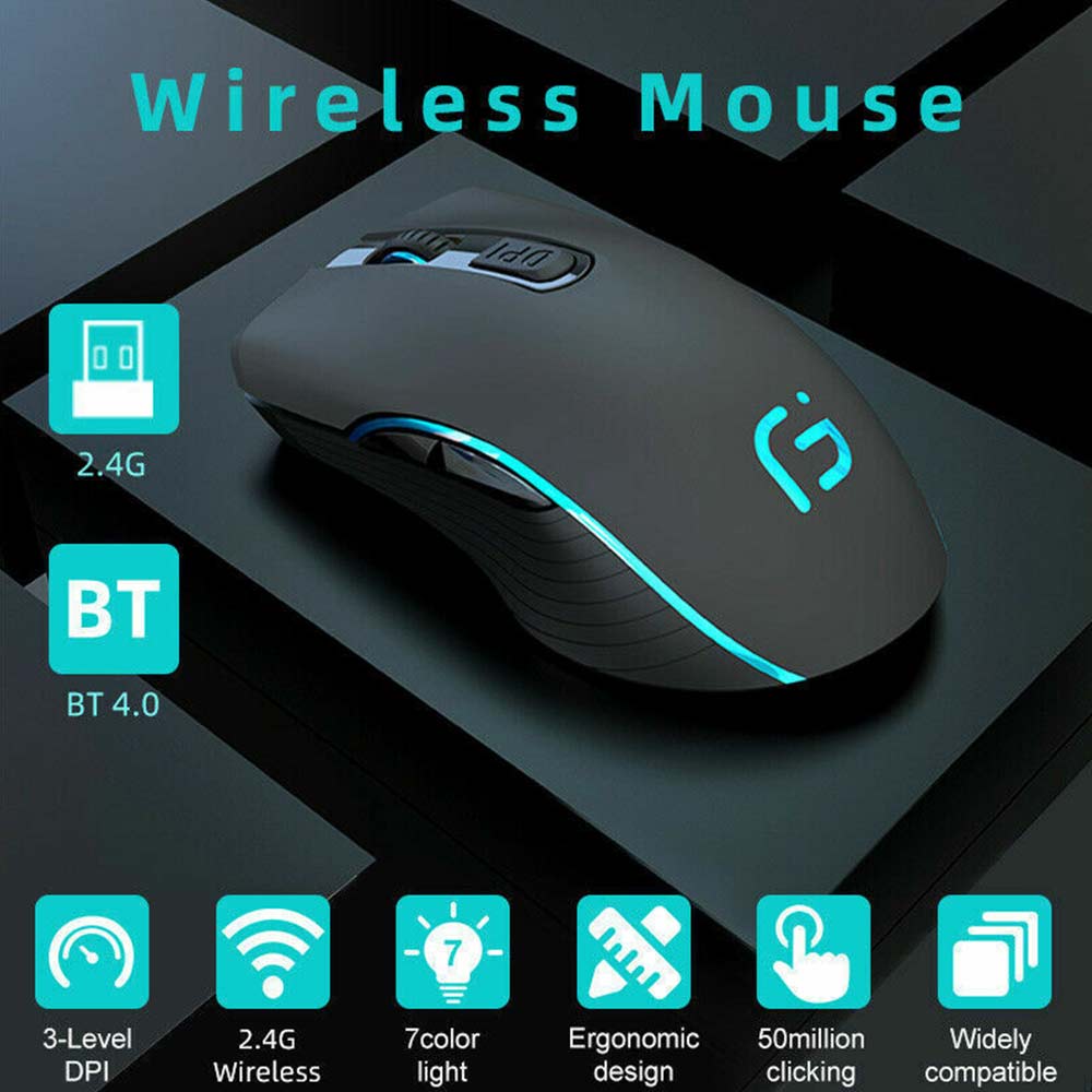 Single/Dual Model 2.4G Wireless Bluetooth Mouse Rechargeable Dual Mode Silent