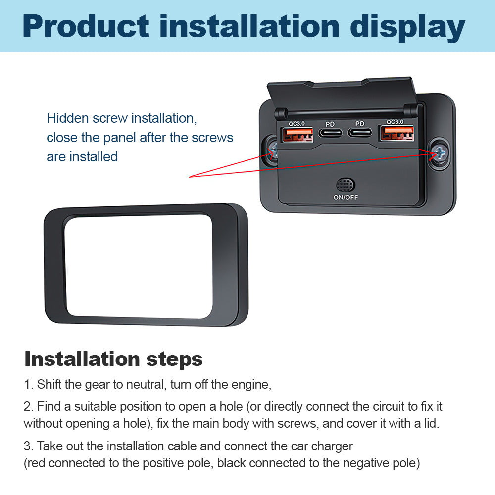 Car DC 12V-24V PD Type C USB Port Fast Charger Socket Power Outlet Panel Charge