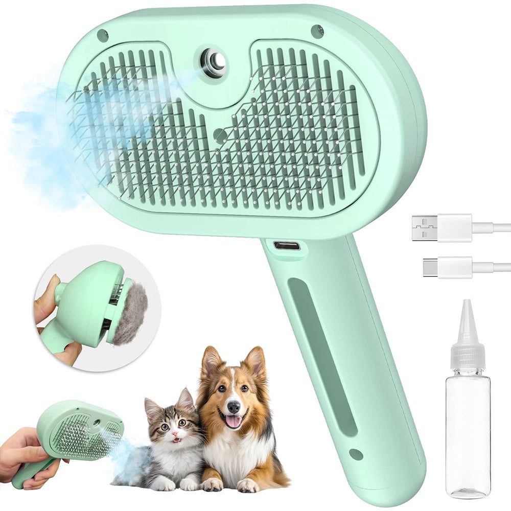 Cat Steam Brush – 3-in-1 Self-Cleaning Pet Grooming Brush for Shedding