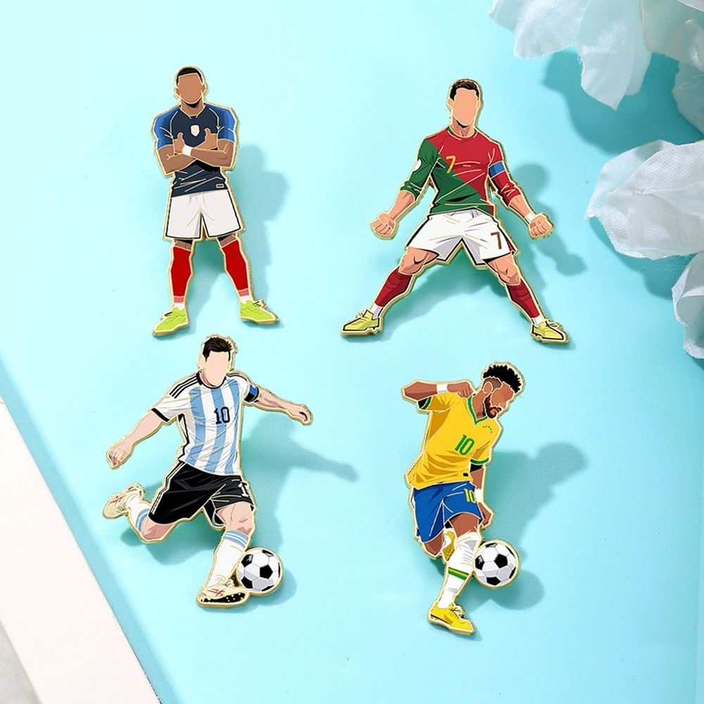 4-Piece 2026 World Cup Football Star Pin Badge – Fan Backpack Accessory Set
