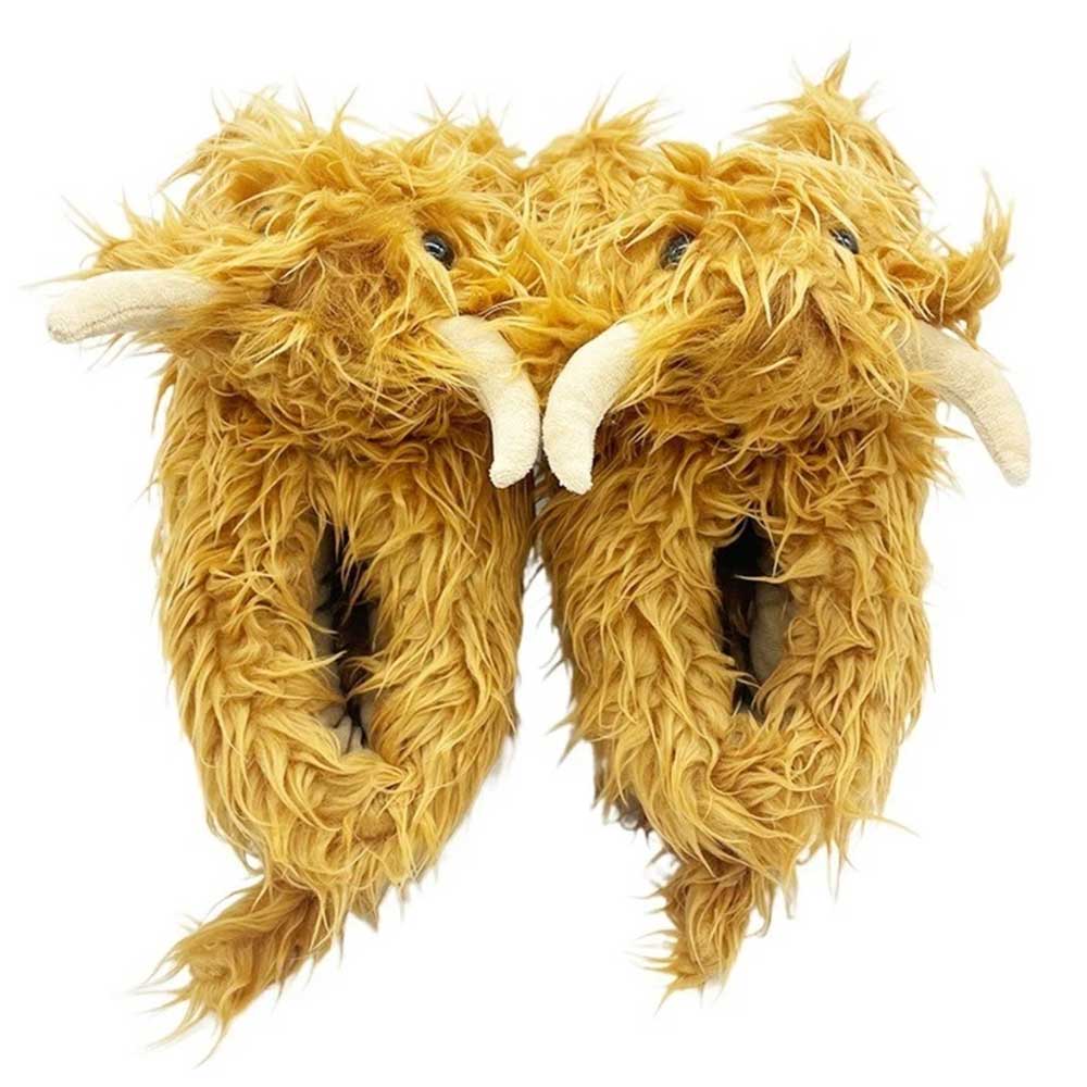 Highland Cow Slippers for Women - Novelty Fluffy Plush Warm Animal Slippers