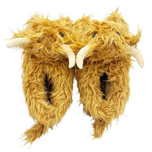 Highland Cow Slippers for Women - Novelty Fluffy Plush Warm Animal Slippers