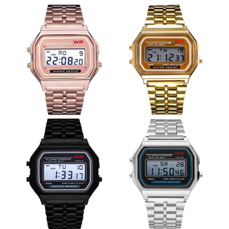 LED Electronic Watch – Retro Square Digital Watch with Stainless Steel Band