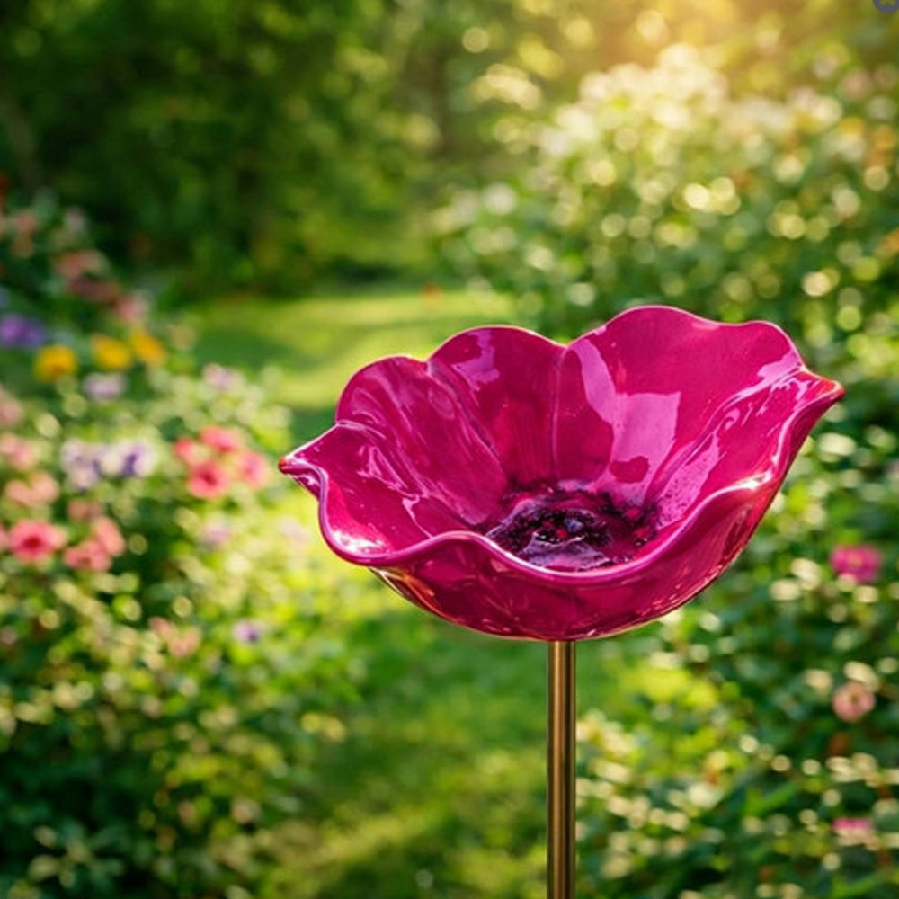 Garden Bird Bath Stake – Metal Feeder Station, Outdoor Flower Decor 15cm