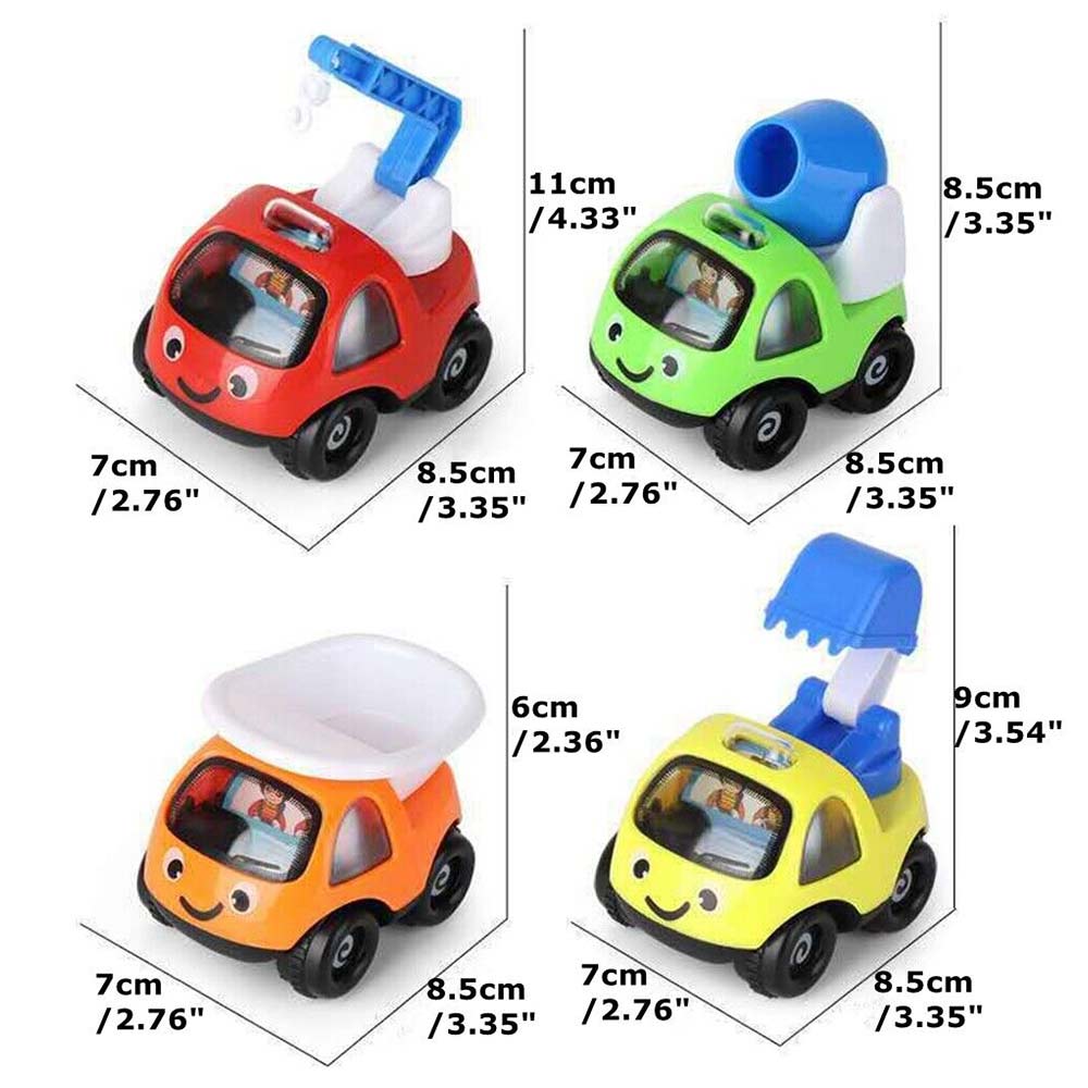 4Pcs Toy Gifts Cars Pull Back and Go Vehicles Set for Boys Toddler Kids Baby