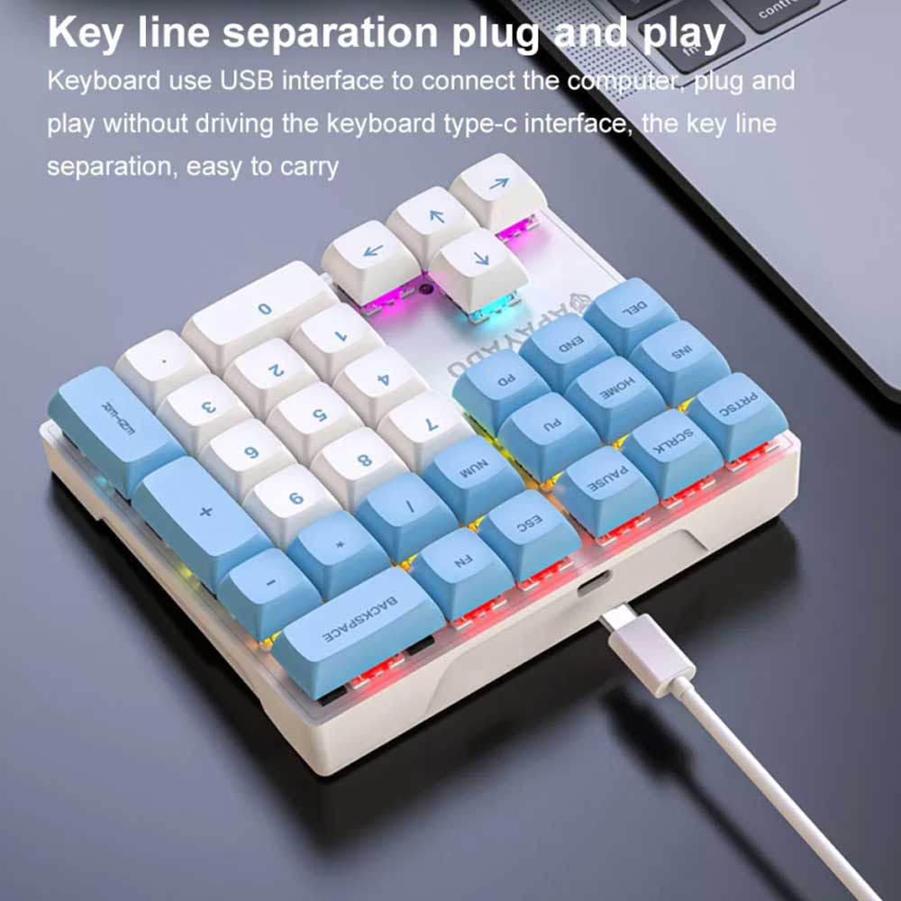 RGB K33 External Mini Keyboard 33 Key Left-Hand PBT Keycap Plug & Play Keypad