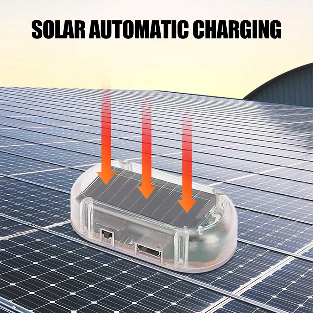 2PCS Solar Dummy Alarm LED Lights - Car Anti-Theft Flashing Warning Security