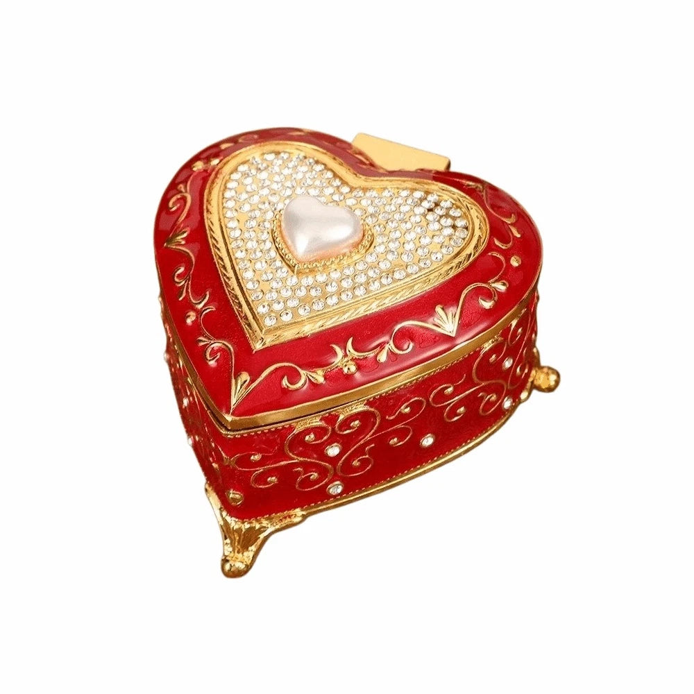 Trinket Jewellery Box – Vintage Alloy Organiser, Ring Necklace Storage Case