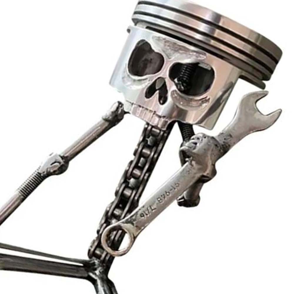 Skull Head Statue Carving Piston Skull Face Resin Ornament Photo Props for Home Office