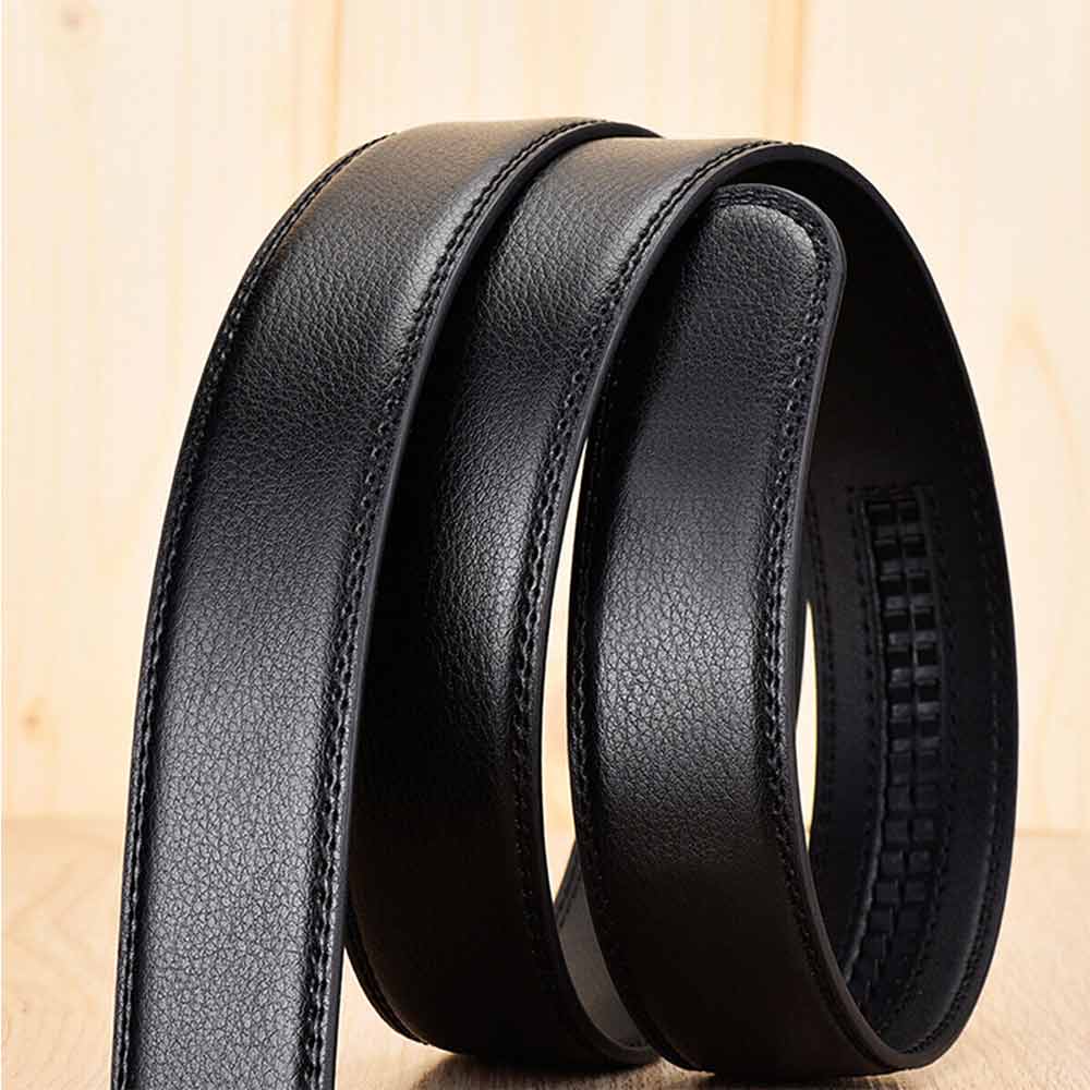 120cm Fashion Mens Leather Ratchet Belt Automatic Buckle Waistband Waist Strap