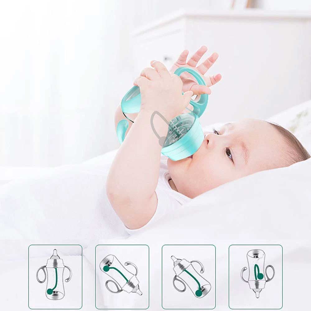 300ml Baby Bottle with Grip Infant Wide-Caliber Baby Feeding Bottles