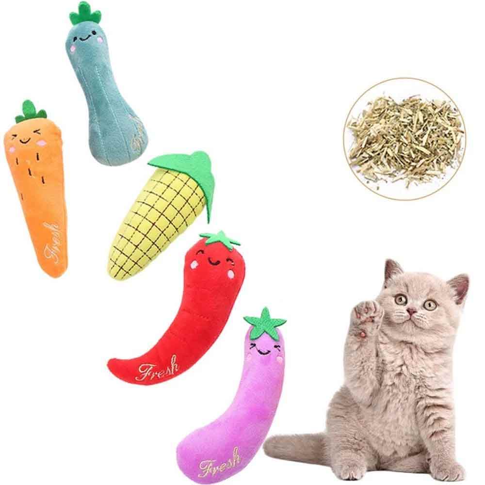 5-Piece Teeth Grinding Catnip Toys – Funny Interactive Plush Cat Chewing Vocal Toy Set