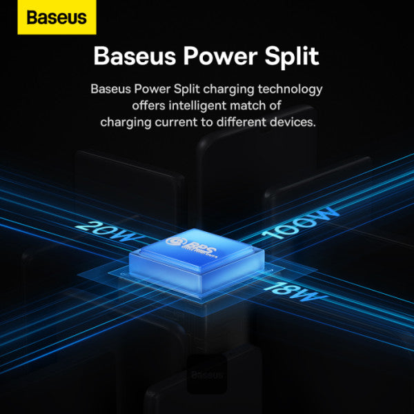 Baseus Flash Series II 3 In 1 Fast Charging Cable Type-C To M+L+C 100W 1.5M - Black
