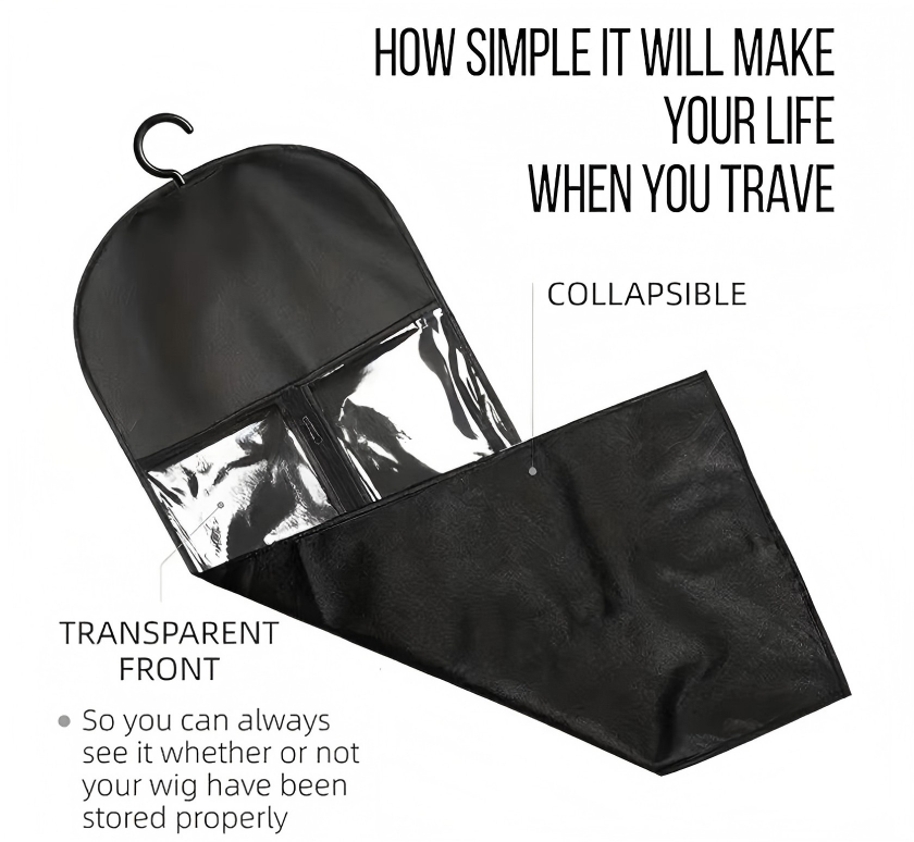 Hair Extension Storage Bag - Dust Proof Wig Hanging Bag with Hanger