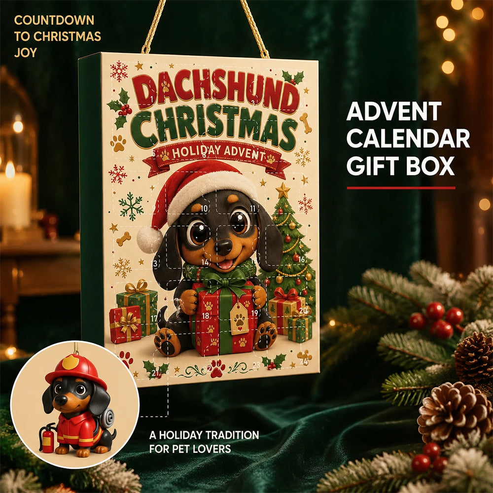 24-Day Dachshund Advent Calendar – 2D Acrylic Christmas Countdown Ornament