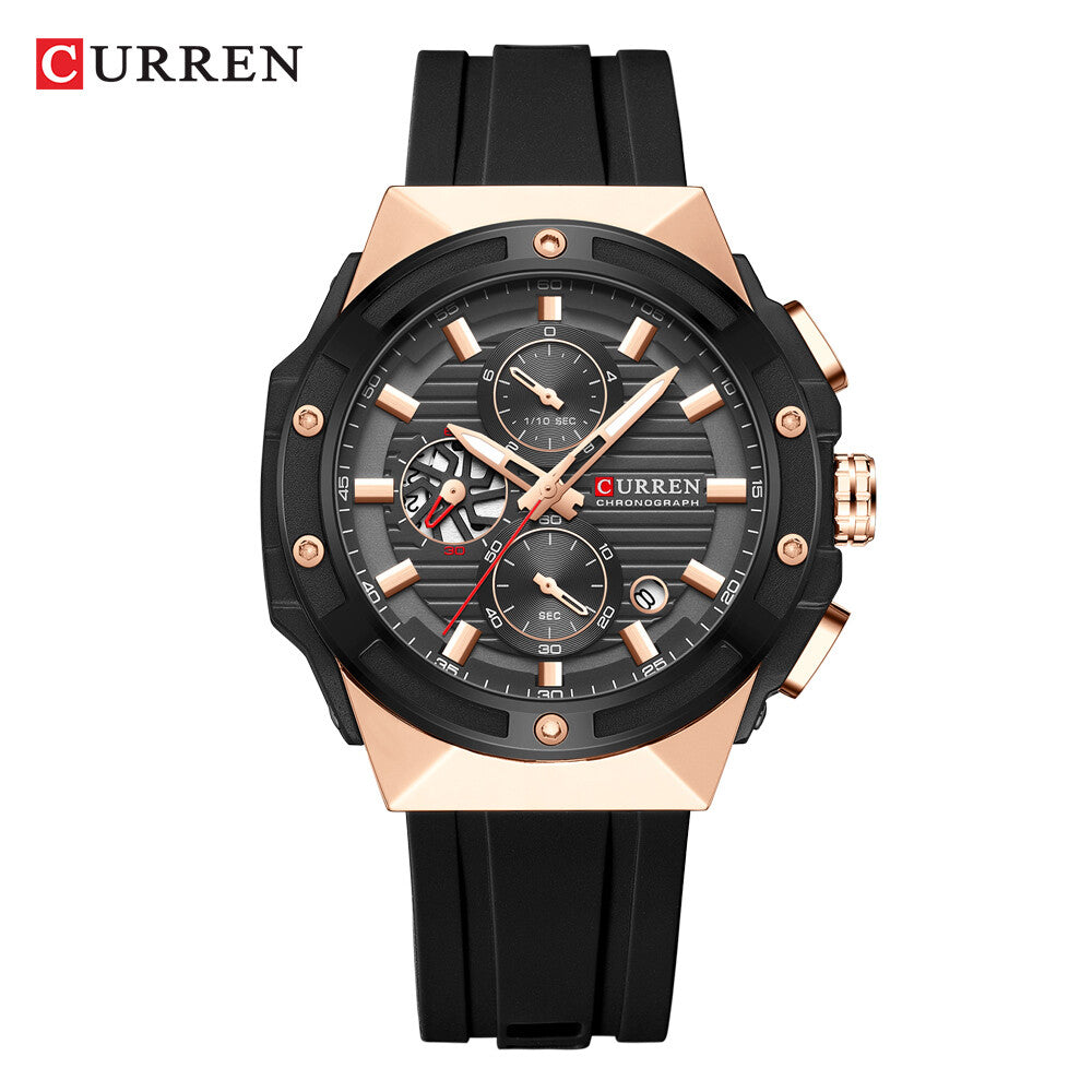 Men's Military Sport Watch – Multifunction Chronograph Calendar Silicone Strap