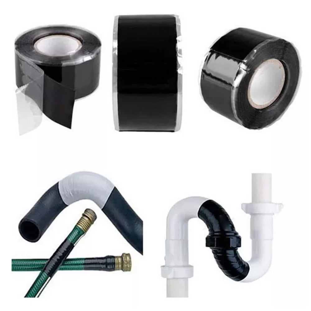 3Meter Self Fusing Silicone Tape Black Waterproof Non Adhesive Removable Seal