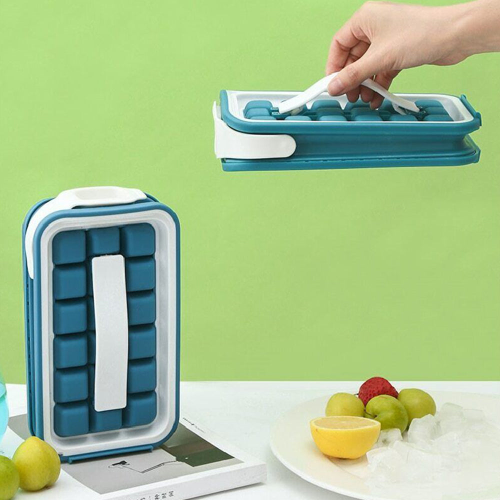 2 In 1 Portable Silicone Ice Ball Maker Foldable Ice Cube Tray Bar Kitchen Tool