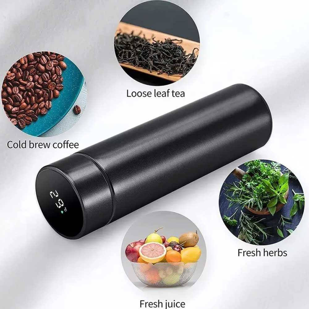 Stainless Steel Vacuum Cup Smart Insulated Mug Thermos Bottle LED Display 500ml