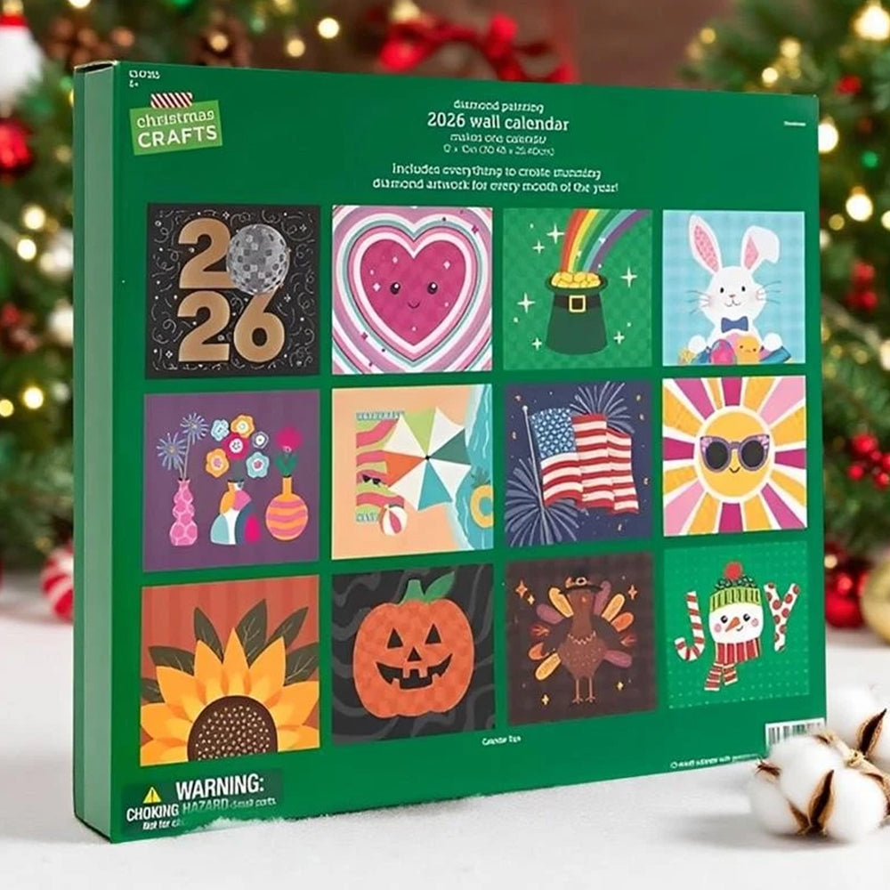2026 DIY Diamond Painting Wall Calendar Kit – 12-Month Sparkling Art Calendar
