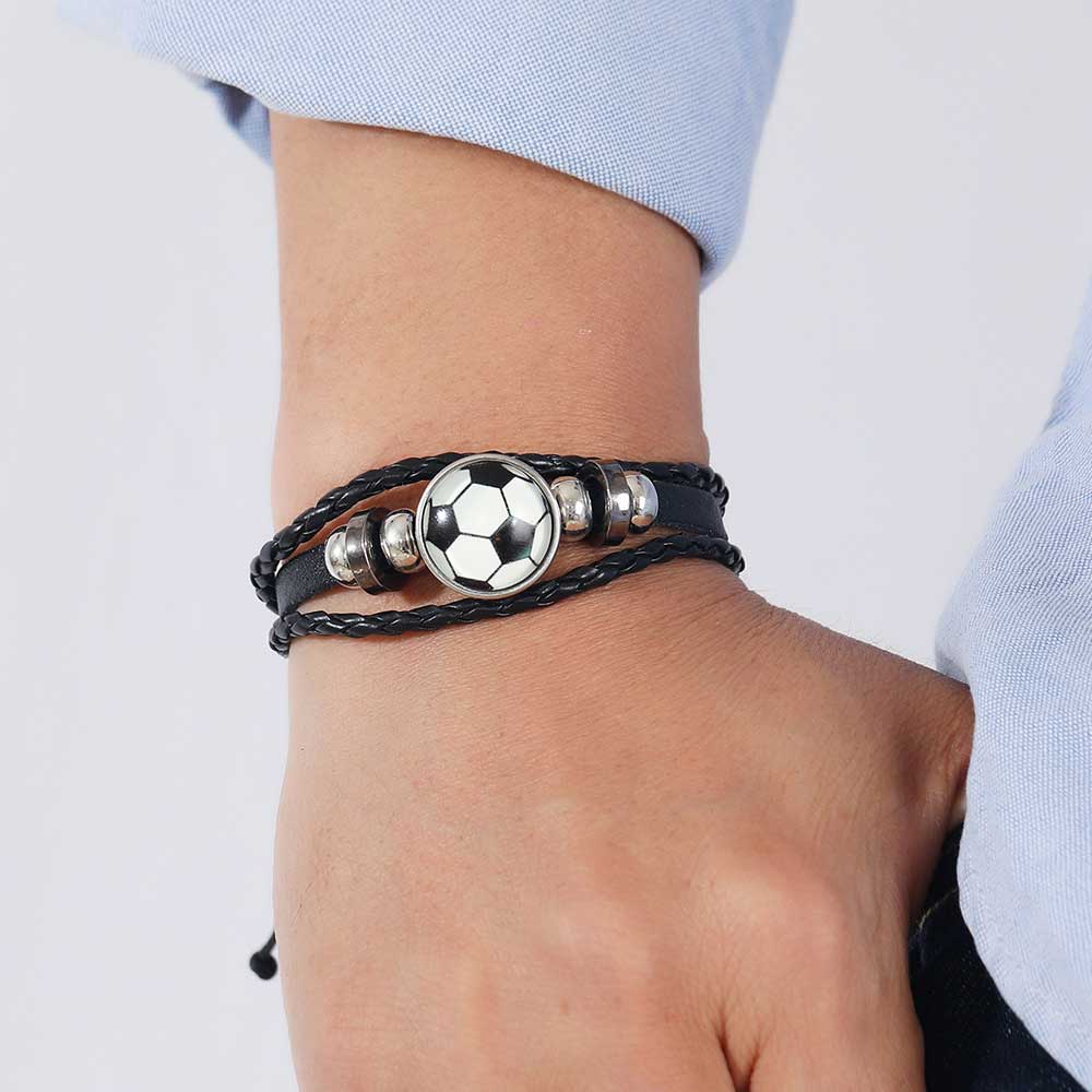 Luminous Football Fan Leather Bracelet Gift TO HIM Hand Rope Bracelet