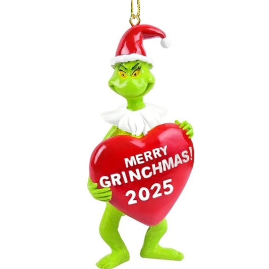 2pcs Grinch Christmas Ornaments 2025  -3D Hanging Tree Decor with Red & Green Figure