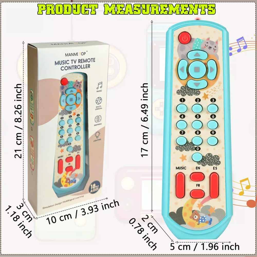 Baby TV Remote Control Sensory Toy Lighting Music Buttons Toddler Play Set Blue