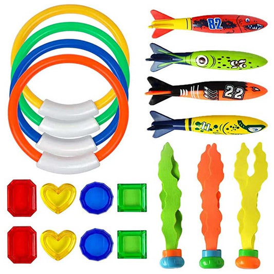 19pcs Kids Underwater Dive Toys Set - Swimming Pool Rings & Seaweed Game for Children, Party Favors