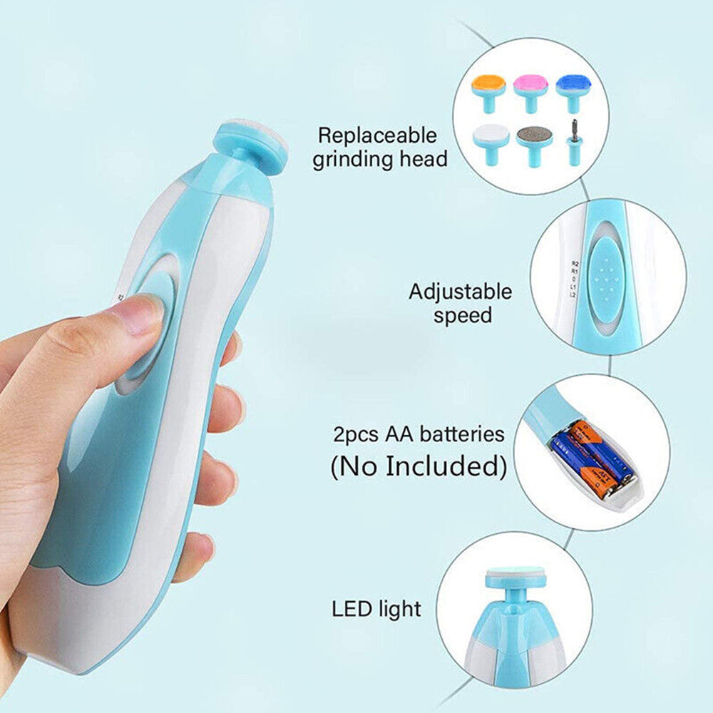 Electric Baby Nail Trimmer Infant Newborn Safe Grinder Clipper Tools Set