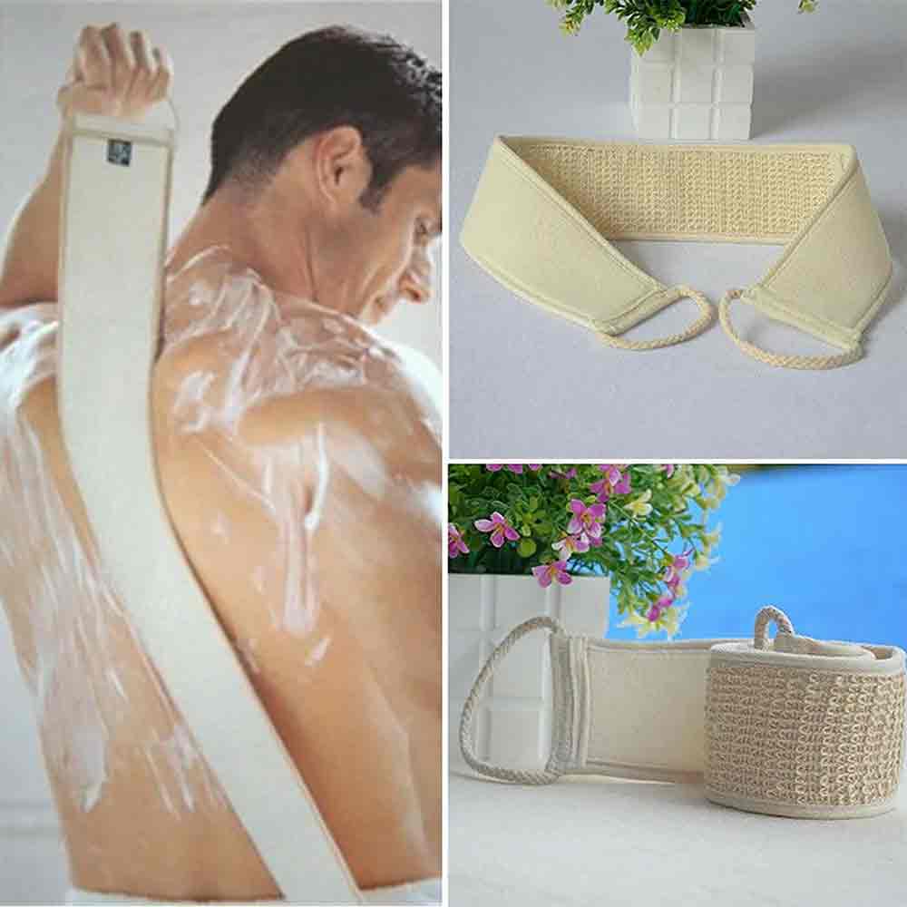 Men's Back Scrubber – Exfoliating Loofah Strap Bath Shower Body Sponge Natural Brush