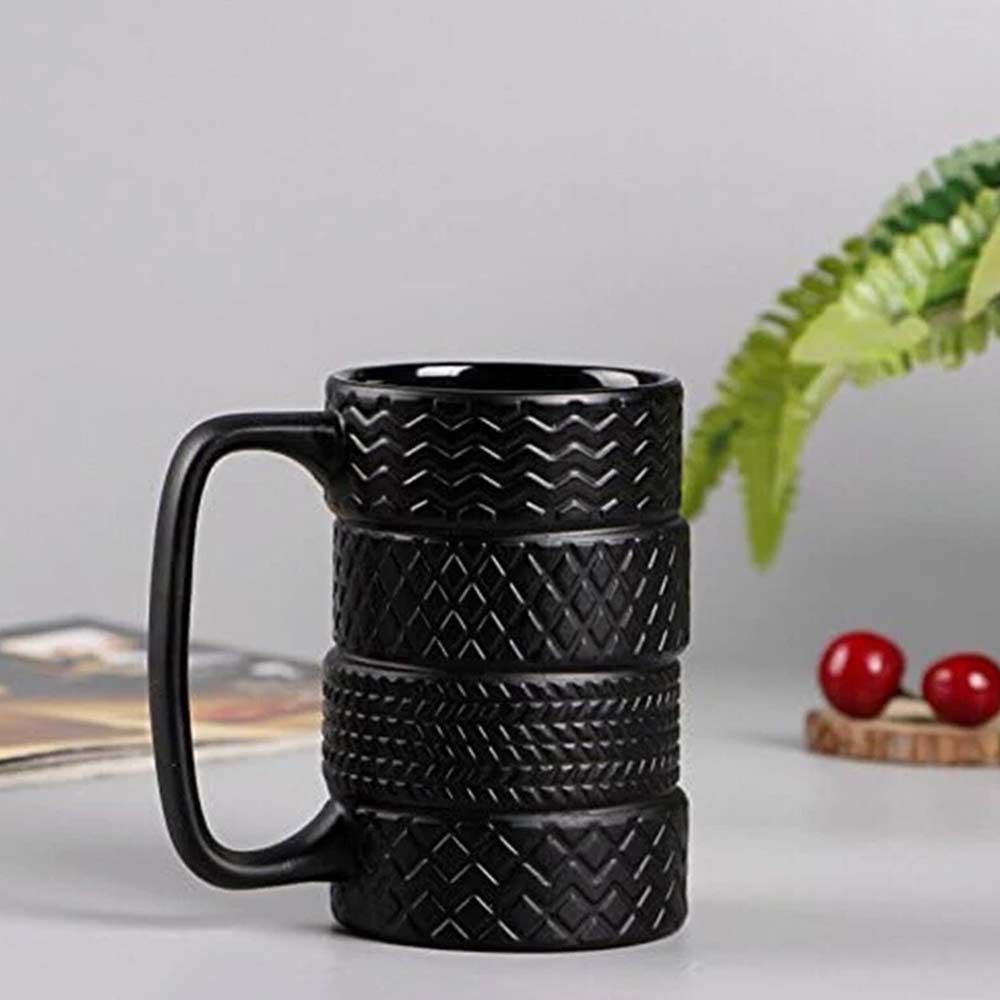 Tyre Tire Ceramic Mug Large 500ml - Novelty Coffee Tea Cup Gift for Car Lovers