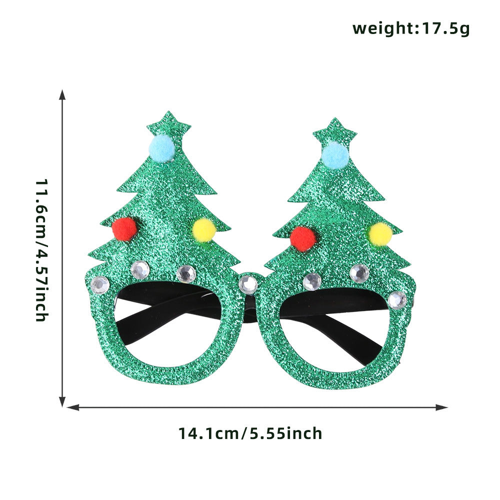 Glitter Christmas Tree Glasses – Rhinestone Party Eyewear for Holiday Events