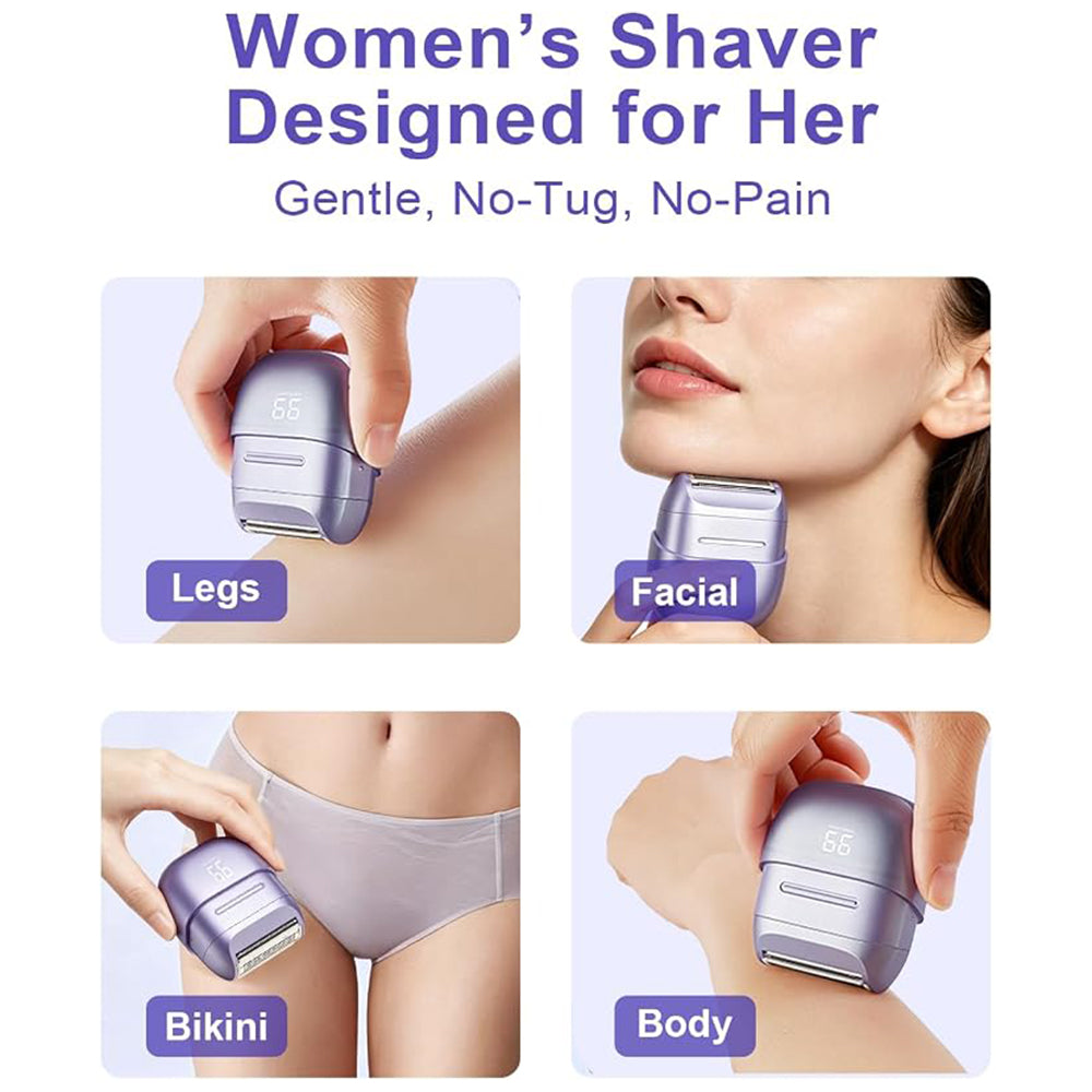 Women’s Waterproof Shaver – Dual-Blade Electric Razor for Sensitive Skin, USB LED