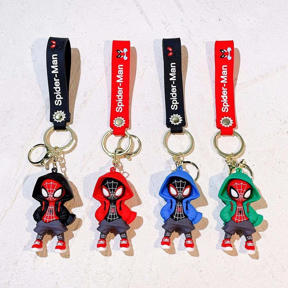 4-Pack Spider-Man Keychain – 3D Figure Keyring, Marvel Bag Charm for Collectors