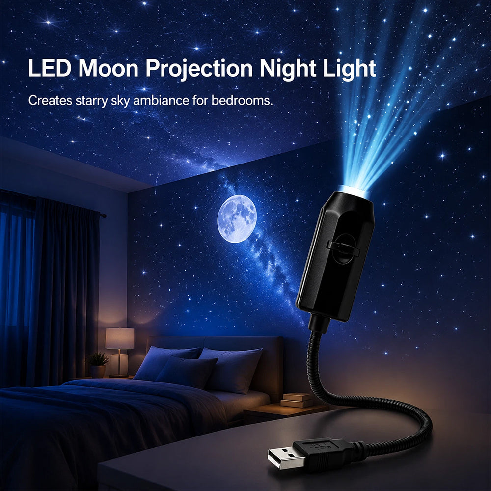 360° Rotating Star Projector – USB HD Night Light with Multiple Light Modes