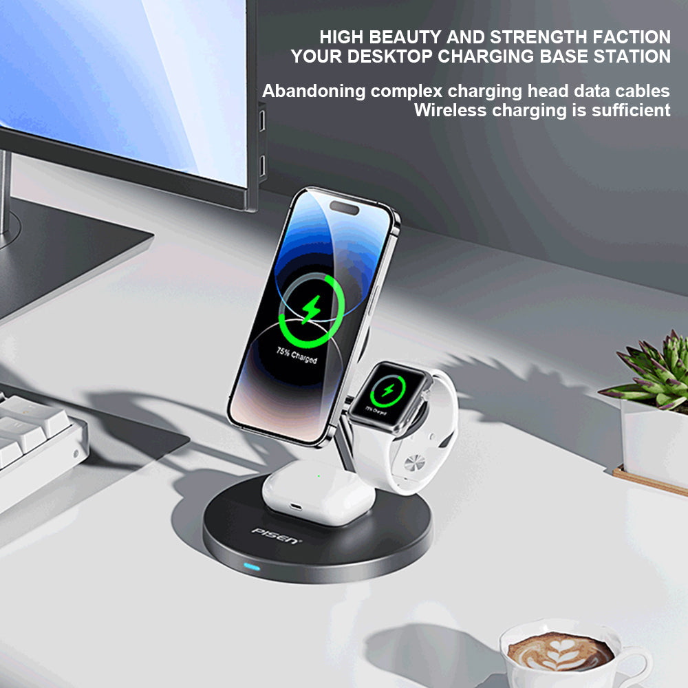 Pisen 15w 3 in 1 Wireless  Charging Station Wx02（XY-C39 White）