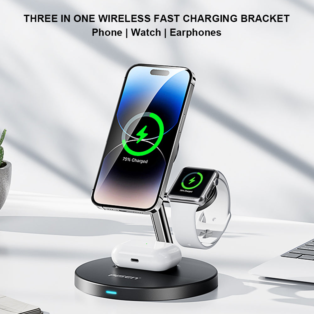 Pisen 15w 3 in 1 Wireless  Charging Station Wx02（XY-C39 White）
