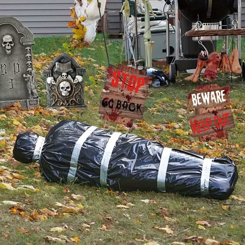 Halloween Scary Fake Dead Victim Props Corpse in Bag Outdoor Ornament Decor