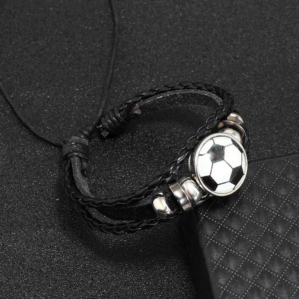 Luminous Football Fan Leather Bracelet Gift TO HIM Hand Rope Bracelet
