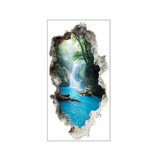 3D Waterfall Wall Sticker – Creative Removable PVC Decal for Bedroom & Bathroom
