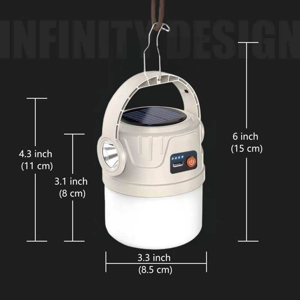 Solar Camping Lantern Flashlight - LED USB Rechargeable Tent Light for Outdoor Use