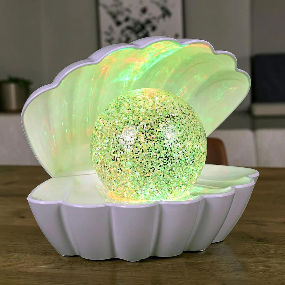 White Glitter Ball Lamp – 7-Colour LED Seashell Clam Mood Light