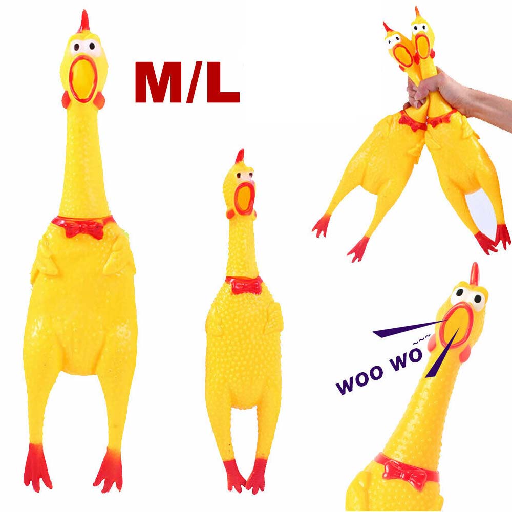 Squeaker Funny Screaming Chicken Toy Squeeze Rubber Chew Dog Bite Shrilling Pet