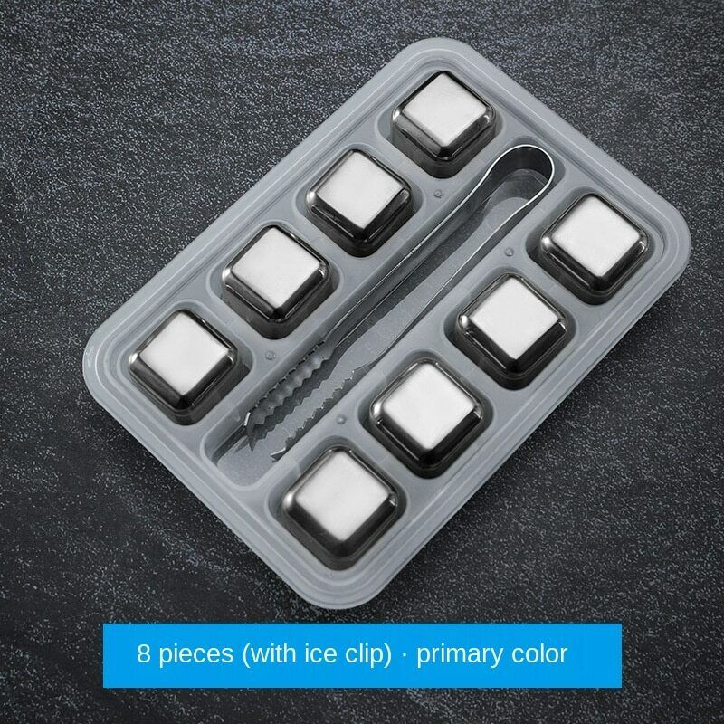 Stainless Steel Ice Cubes Chilling Stones Rocks Reusable with Tong for Whiskey