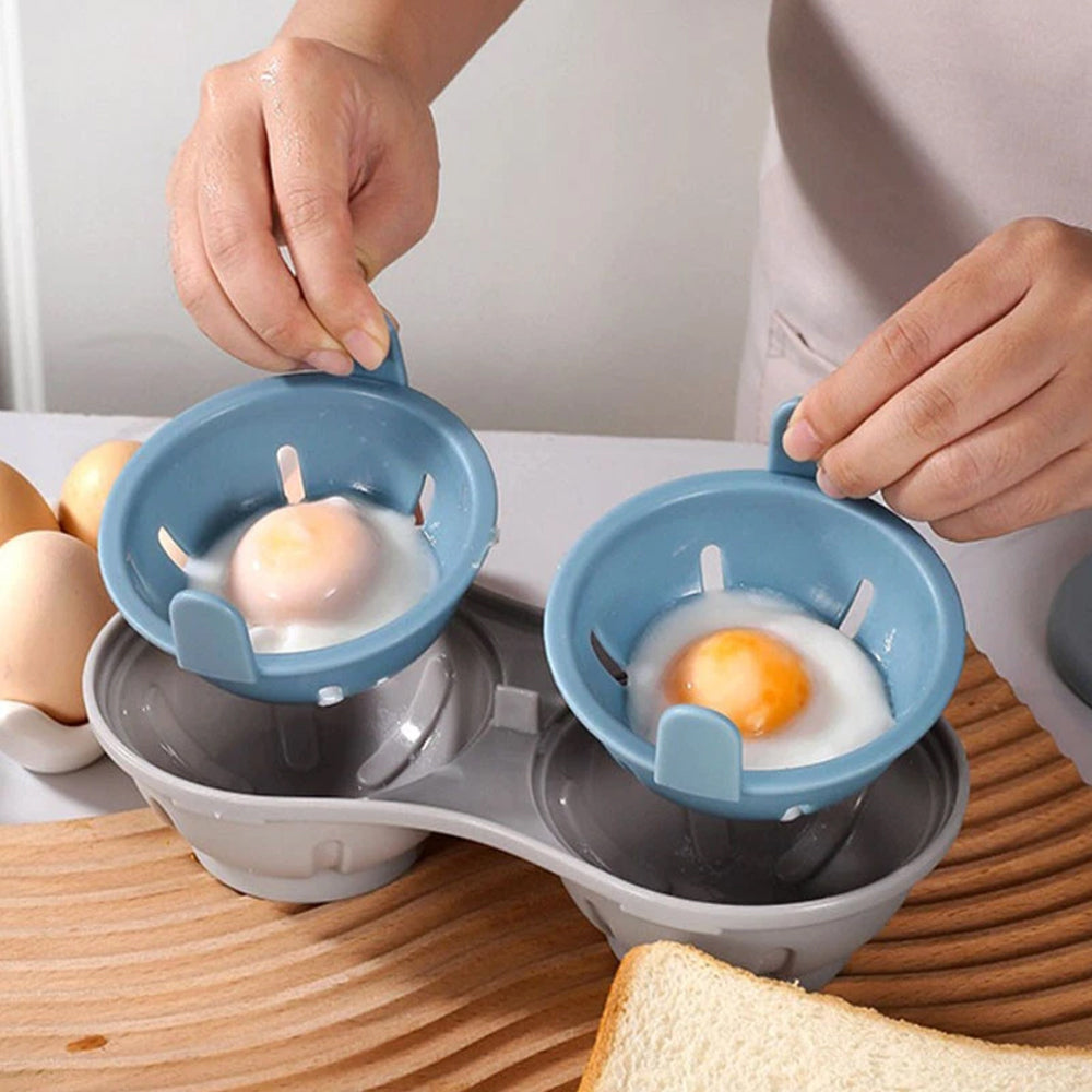 Microwave Double Cup Eggs Poacher Cookware Cooker Egg Boiler Steamer Maker Poach