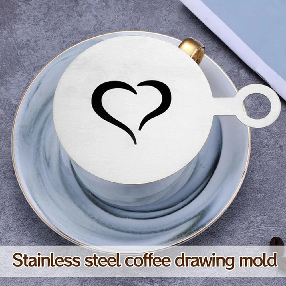 4x Barista Cappuccino Stencils - Stainless Steel Coffee Latte Art Templates